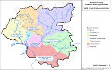 Carte des bassins versants et masses d'eau superficielles