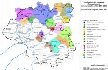 Carte de la localisation des captages d'eau potable et communes alimentées