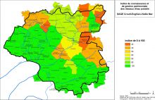 Carte des indices de connaissance et de gestion patrimoniale de réseaux d'eau potable