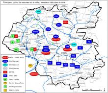 Carte des principaux point de mesures de la qualité de l’eau