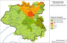 Carte des rendements des réseaux d'eau potable en 2011