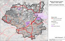 Carte des réseaux de transport routier, férré et aérien existants