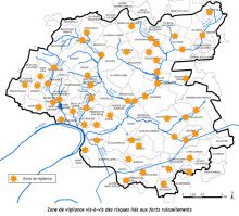 Carte des zones de vigilance liées au risque de ruissellement Carte des zones de vigilance liées au risque de ruissellement