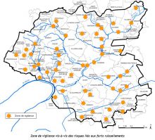 Carte des zones de vigilance liées au risque de ruissellement