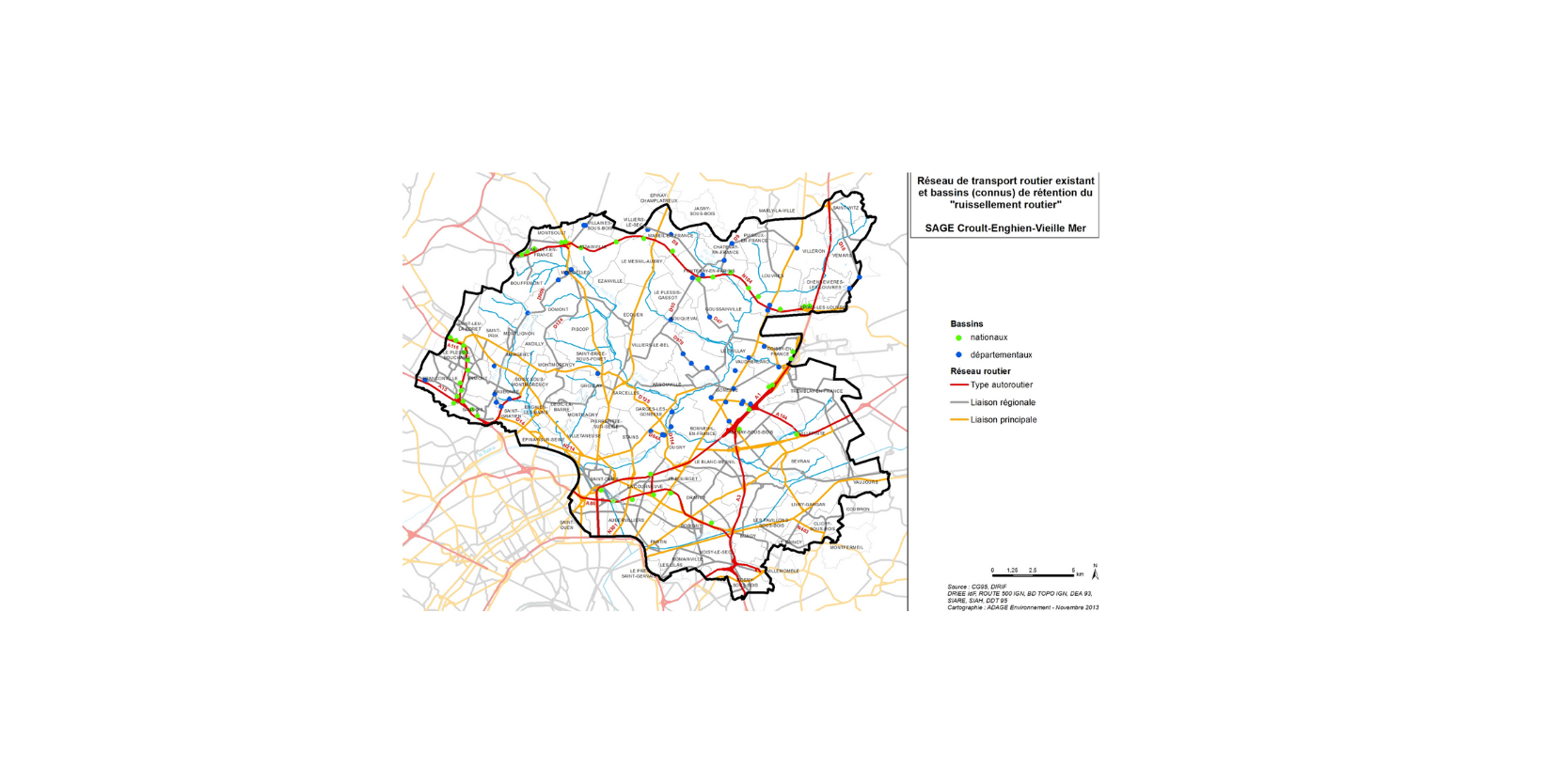Carte du réseau de transport existant et des bassins de rétention du ...