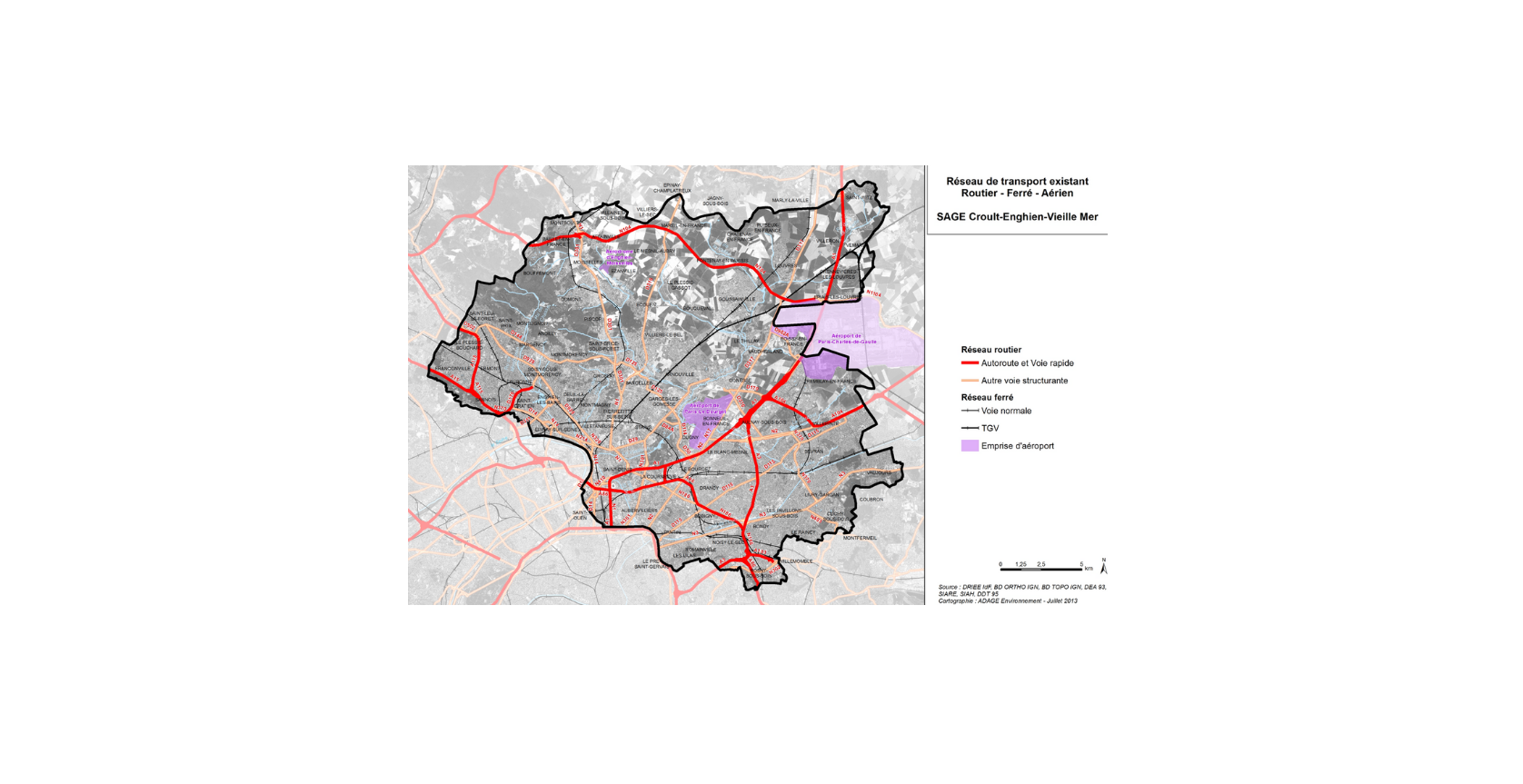 Carte des réseaux de transport routier, férré et aérien existants ...