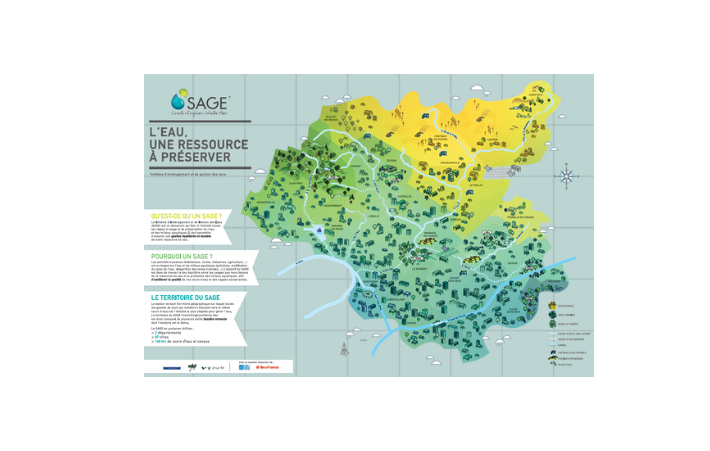 Panneau pédagogique du SAGE Croult-Enghien-Vieille-Mer